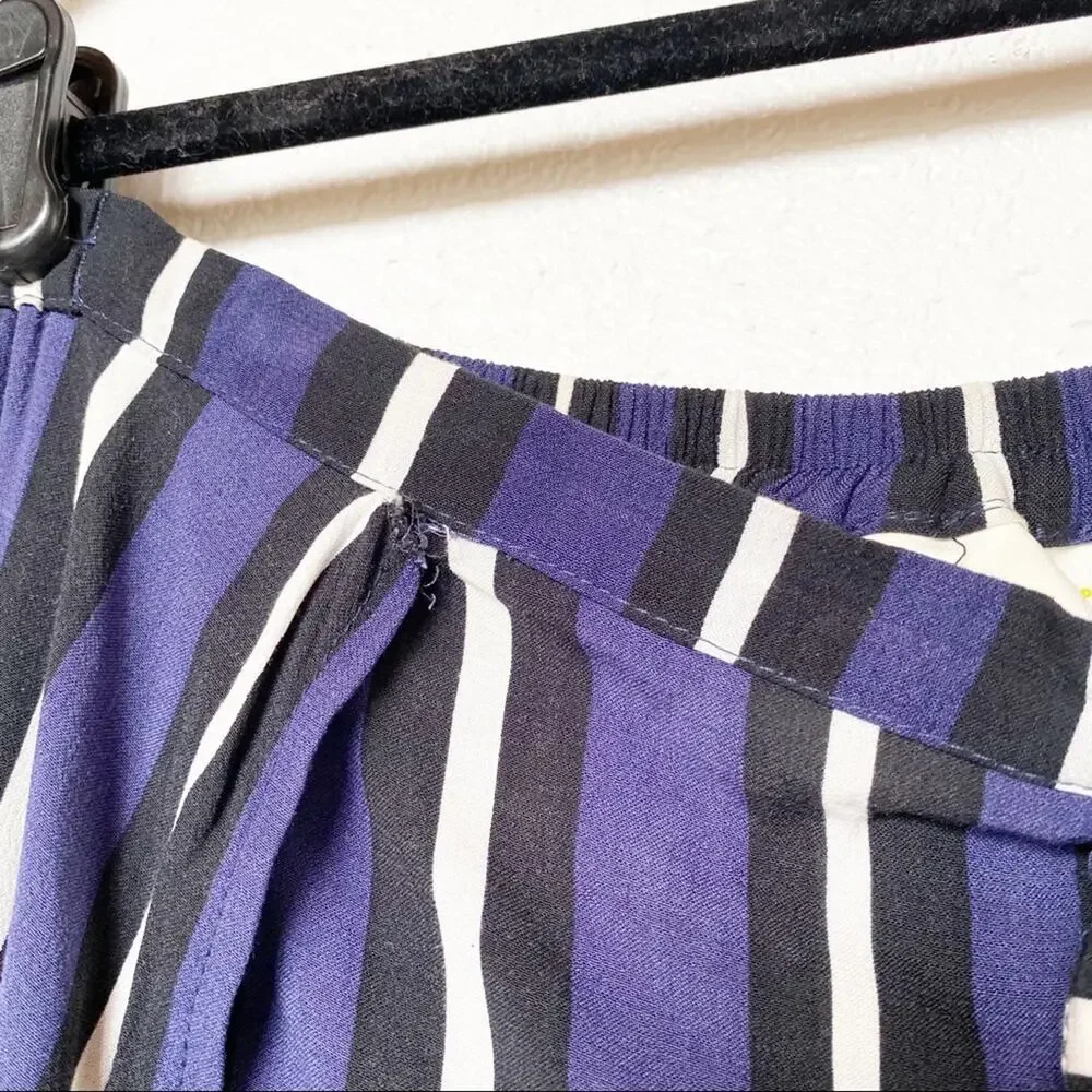 Maeve Striped Open Side Slit Pull On Elastic Waist Pants Size XS